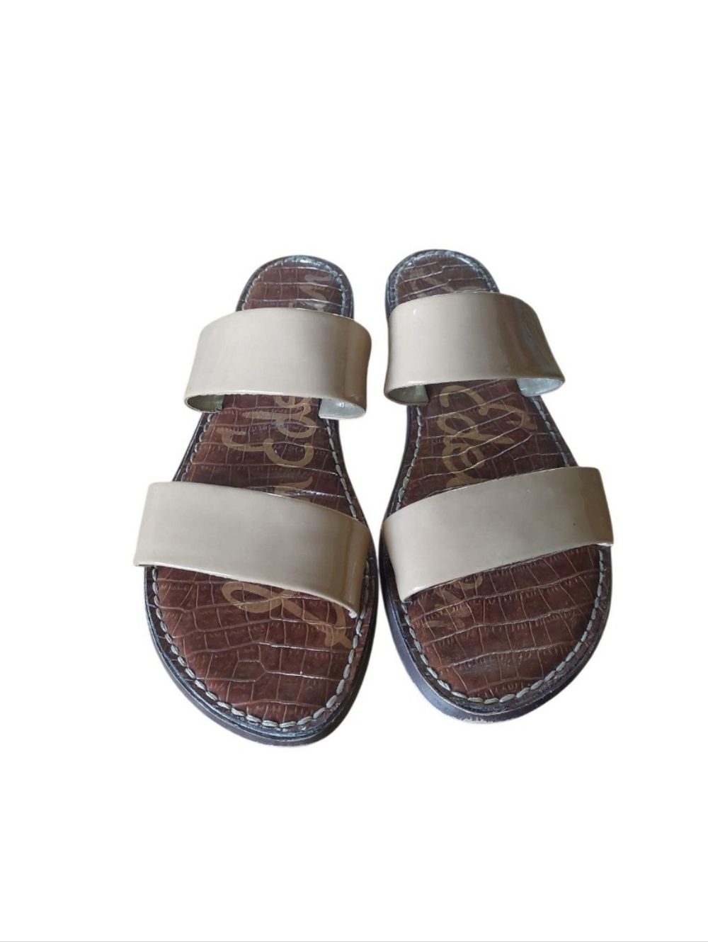 Sam Edelman Cream Double-Band Slide Sandals